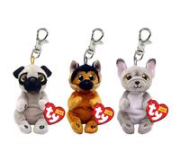 TY Beanie Bellies - Izzy, Ace, Wilfred - 3-teiliges Set Stofftier-Schlüsselclip - Weicher Plüsch-Schlüsselanhänger, Teddy-Schlüsselring, Sammel-Schlüsselanhänger für Kinder-Rucksack