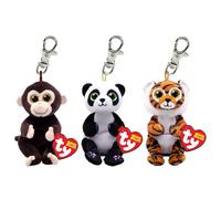 TY Beanie Bellies - Matteo, Ying, Clawdia - 3-teiliges Set Stofftier-Schlüsselclip - Weicher Plüsch-Schlüsselanhänger, Teddy-Schlüsselring, Sammel-Schlüsselanhänger für Kinder-Rucksack