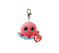 TY Schlüsselring, Beanie Boos Clips-Oktopus-Sheldon-Rot, Korallenaugen, blau, glitzernd, mit großen Augen, 12 cm, Mehrfarbig, T35255