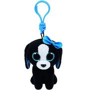 Carletto Ty 35013 Tracey Dog Ty 35013-Tracey Clip, Hund mit Glitzeraugen, Beanie Boos, 8.5 cm, schwarz, Black/White