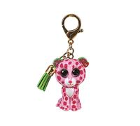 Ty - Mini Boos Clips - Leopard - Glamour - Rosa und Grün - Mit grüner Quaste - Der modische Schlüsselanhänger inspiriert von den berühmten Plüschtieren mit funkelnden großen Augen - 10 Cm - 25053