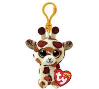 TY Schlüsselring Beanie Boos Clips-Giraffe-Stilts-Stilts-Braun und Weiß-mit Glitzer-Ösen-Plüsch mit großen funkelnden Augen-12 cm-35257, Mehrfarbig, T35257
