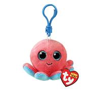 TY Schlüsselring, Beanie Boos Clips-Oktopus-Sheldon-Rot, Korallenaugen, blau, glitzernd, mit großen Augen, 12 cm, Mehrfarbig, T35255