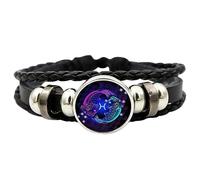 TyCylKu Konstellation geflochtenes Seilarmband, Sternzeichen-Seil-Armband, Tragbares mehrschichtiges Sternbild-Lederarmband für Damen und Herren