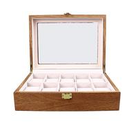 Tyenaza Holz-Uhrenbox, 10 Fächer, Große Uhren-Aufbewahrungsbox, Verschließbarer Uhren-Vitrine-Halter Mit Transparentem Deckel Für Armband Und Halskette