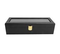Tyenaza Uhrenbox, Sechs-Gitter-Uhrenbox aus massivem Holz, Armbanduhr-Vitrine, Verpackung, schwarzer Schmuck-Organizer, für Ladenpräsentation, Heimdekoration