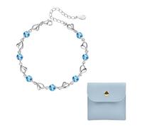 TYFGRT 1 Blaues Diamantarmband Und 1 Schmuckbeutel, Funkelndes Armband, Liebesarmband, Strassbesetztes Armband, Damenarmband, Verstellbares Armband