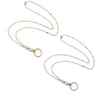 TYFGRT 2 Stück Metall-Lanyard-Kette, Modische Lanyard-Kette, Schlüsselanhänger, Ketten-Lanyard Für Damen, Glänzendes Metall-Lanyard, Geeignet Für Schlüssel, Dokumente, Arbeitsabzeichen