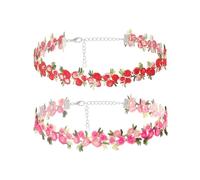 TYFGRT 2 Stück Spitzen-Blumen-Halskette, Blumen-Halskette Für Damen, Verstellbarer Blumen-Halsband, Vintage-Blumen-Halsband, Besticktes Blumen-Halsband, Geeignet Für Dates, Partys, Bankette