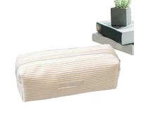 Tyinerc Federmäppchen, Aufbewahrungstasche aus Cordsamt, Kosmetiktasche aus geripptem Samt, für Schule und Büro, Organizer, weiß, Se référer au descriptif, Siehe Beschreibung