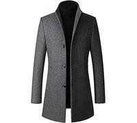 tylxayoxa Wintermantel Herren Mantel Slim Fit Wollmantel Business Mit Stehkragen(Gray,4X-Large)