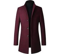 tylxayoxa Wintermantel Herren Mantel Slim Fit Wollmantel Business Mit Stehkragen(Rot,X-Large)