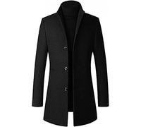 tylxayoxa Wintermantel Herren Mantel Slim Fit Wollmantel Business Mit Stehkragen(Schwarz,XX-Large)