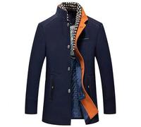 tylxayoxa Wintermantel Kurzmantel Herren Wollmantel Stehkragen Herren Winter Mantel Warm Kurz Slim Fit Winterjacke Business Mit Abnehmbarer Schal (Color : Blau, Size : L)