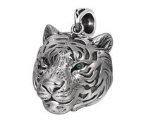 TYMONT S925 Sterling Silber Domineering Tiger Kopf Halskette Anhänger, Herren Gothic Tiger Kopf Personalisierte Anhänger,Silber,Single Pendant