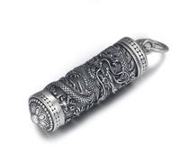 TYMONT S925 Sterling Silber Gothic Tenglong Anhänger, Europa Und Die Vereinigten Staaten Gothic Herren Retro Halskette Anhänger,Silber,Single Pendant