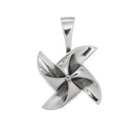 TYMONT S925 Sterling Silber Paar Drehbare Windmühle Anhänger, Männer Und Frauen Modelle Personalisierte Vielseitige Silber Anhänger Halskette,Silber,Single Pendant