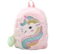 (Typ 1) Sunny Rainbow Little White Horse Plüsch-Rucksack, süßer Cartoon-Mini-Schulranzen