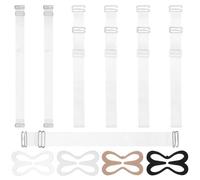 Tyqour 3 Paar Durchsichtige BH Träger+4 Stück BH-Träger Clips Unsichtbare Klare BH-Träger Transparente Ersatz BH Schultergurte rutschfeste Schnalle BH-Zubehör für Fitnesssport Frauen Trägerlose BHS