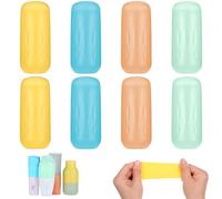 Tyqour 8 Stück Auslaufsichere Hüllen für Reisebehälter,Reise Silikon Flaschenhüllen Auslaufschutz Silikon Outdoor Reisen Elastische Hüllen,Wiederverwendbares Reisezubehör für Flaschen Schutzhülle