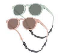 TYSM-CC 2Stück Baby Sonnenbrille 0-3 Jahre | Polarisierte Kindersonnenbrille mit Verstellbarem Silikonrahmen & UV-Schutz | Ultra-Leicht, Bruchfest & Bequem für Jungen/Mädchen (6-36 Monate)