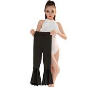 Tytyozay 2-Teiliges Latein-Kleid Für Mädchen, Kinder Hose Und Weste Top-Outfit Tango-Salsa-Übungskostüm Lateinamerikanische Tanzkleidung Samba Tango Rumba Cha-Cha,Schwarz,150