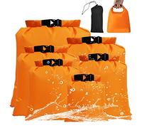 Tyuodna 6 Stück Wasserdichter Beutel,Leicht Outdoor Dry Bag Set 1,5/2,5/3/3,5/5/8L,wasserdichte Aufbewahrungsbeutel,Zum Kajakfahren, Wandern, Camping (Orange)