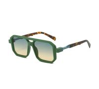 TYUVIVO Doppelstege Quadratische Sonnenbrille Damen Mode Farbverlauf UV400 Retro Polygon Herren Sonnenbrille,Grün Grün Gelb,Einheitsgröße