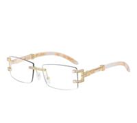 TYUVIVO Kleine rechteckige randlose Sonnenbrille für Herren, luxuriöse Retro-Brille für Damen, Vintage, rahmenlose Brille, UV400 (transparent)