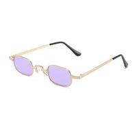 TYUVIVO Kleine rechteckige Sonnenbrille für Damen und Herren, modischer Retro-Sonnenbrillenrahmen aus Metall, Vintage-Punk-Sonnenbrille, UV400-Schutz, Gold-Lila, Einheitsgröße