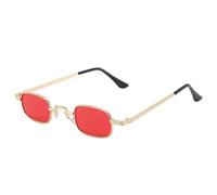 TYUVIVO Kleine rechteckige Sonnenbrille für Damen und Herren, modischer Retro-Sonnenbrillenrahmen aus Metall, Vintage-Punk-Sonnenbrille, UV400-Schutz, Goldrot, Einheitsgröße