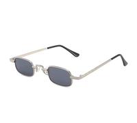TYUVIVO Kleine rechteckige Sonnenbrille für Damen und Herren, modischer Retro-Sonnenbrillenrahmen mit Metallrahmen, Vintage-Punk-Sonnenbrille, UV400-Schutz, Silbergrau, Einheitsgröße
