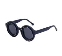 TYUVIVO Kleine Runde Steampunk-Sonnenbrille für Herren, Luxus-Punk-Brille für Männer, Vintage-Brille, UV400, C8BlauSilberGrau, Einheitsgröße