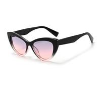TYUVIVO Leopardenmuster-Sonnenbrille im Cat-Eye-Stil für Damen, Retro-Mehrfarbenbrille, UV-Schutz 400 (Schwarz/Pink)