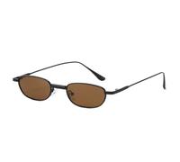 TYUVIVO Luxuriöse, kleine, rechteckige Damen-Sonnenbrille mit ozeanischem Metallrahmen, UV400 (Schwarztee)
