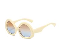 TYUVIVO Luxuriöse ovale Sonnenbrille mit Leopardenmuster und Farbverlauf, Retro, UV400 (Beige, Braun, Blau)