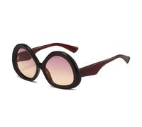 TYUVIVO Luxuriöse ovale Sonnenbrille mit Leopardenmuster und Farbverlauf, Retro, UV400 (braun, rosa, gelb)