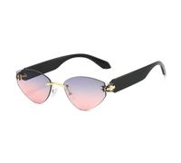 TYUVIVO Luxuriöse rahmenlose ovale Sonnenbrille mit Farbverlauf für Damen, Persönlichkeit, Perleneinlage, UV400 (schwarz, lila, pink)