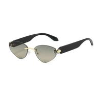 TYUVIVO Luxuriöse rahmenlose ovale Sonnenbrille mit Farbverlauf für Damen, Persönlichkeit, Perleneinlage, UV400 (schwarz grün)