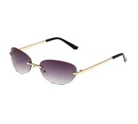 TYUVIVO Luxuriöse randlose ovale Sonnenbrille für Damen und Herren mit UV-Schutz (Gold, Doppelgrau)