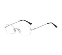TYUVIVO Luxuriöse randlose quadratische Sonnenbrille für Herren, rahmenlos, Sonnenbrille mit Farbverlauf, modische Vintage-Sonnenbrille aus Metall, Silber, transparent, Einheitsgröße