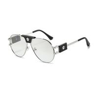 TYUVIVO Luxuriöse Sonnenbrille für Herren, zum Autofahren, Sonnenbrille für Männer und Frauen, Vintage, schwarze Sonnenbrille, UV400, Silber, Einheitsgröße