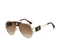 TYUVIVO Luxuriöse Sonnenbrille für Herren, zum Autofahren, Sonnenbrille für Männer und Frauen, Vintage, schwarze Sonnenbrille, UV400, Goldrahmen, Tee, Einheitsgröße