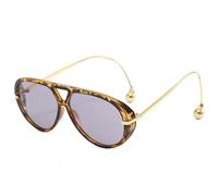 TYUVIVO Luxuriöse übergroße Sonnenbrille für Damen und Herren, beliebte Vintage-Punk-Brille mit Doppelsteg (Leoparden-Lila)