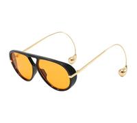 TYUVIVO Luxuriöse übergroße Sonnenbrillen für Damen und Herren, beliebte Vintage-Punk-Brille mit Doppelsteg (Schwarz-Orange)