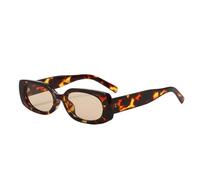 TYUVIVO Mode Kleine Rechteckige Sonnenbrille Frauen Retro Candy Farbe Uv400 Männer (Leopardentee)