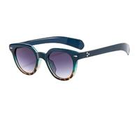 TYUVIVO Mode Runde Sonnenbrille Frauen Retro Luxus Oval Weibliche Nieten Punk Männer Brille Uv400 (blau)
