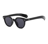 TYUVIVO Mode Runde Sonnenbrille Frauen Retro Luxus Oval Weibliche Nieten Punk Männer Brille Uv400 (schwarz)