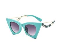 TYUVIVO Modische Cat-Eye-Sonnenbrille für Damen, Vintage, Metall, bunter Rahmen, Sonnenbrille, einzigartig, trendige Sonnenbrille für Damen, UV400, grün, Einheitsgröße