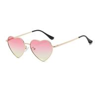 TYUVIVO Modische herzförmige Sonnenbrille für Damen, Retro-Metallrahmen, bunte Sonnenbrille, schöne Schattierungen, Vintage-Brille, Gold, Pink, Einheitsgröße